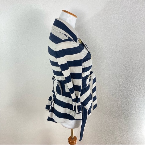 Kate Spade Step Out in Stripes Jacket Belted Short‎ Trench Coat Women's Sz XS - Picture 3 of 7
